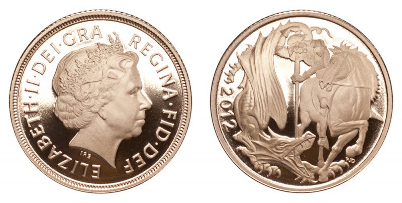 GREAT BRITAIN. Elizabeth II, 1953-. Gold Sovereign 2012, London. 7.99 g. Proof. ...