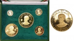 ETHIOPIA. Haile Selassie, 1930-74. Gold Proof 5 Coin Set 1966, An extraordinary proof set commemorating Haile Selassie's 75th birthday and 50 years on...