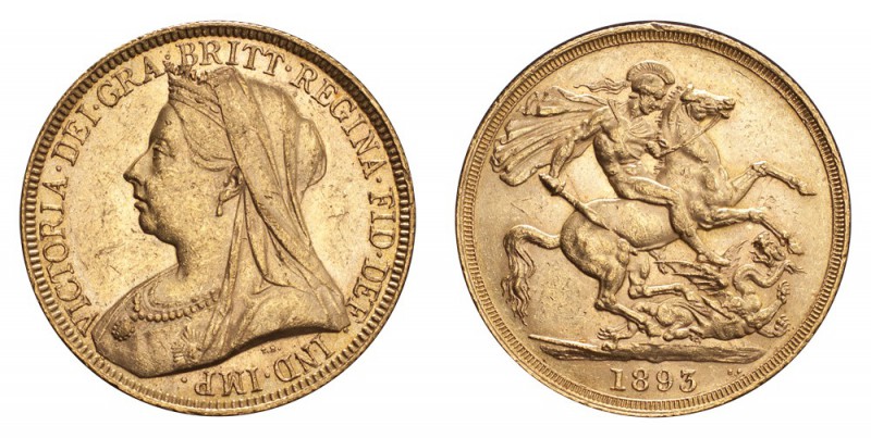 GREAT BRITAIN. Victoria, 1837-1901. Gold 2 Pounds 1893, London. 15.98 g. S.3865....