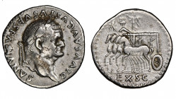 Vespasian 69-79 
Denarius minted posthumously by Titus, AG 3.18 g. 
Ref : C. 146, RIC 60
NGC XF 5/5, 3/5