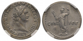 Domitian 81-96
Denarius, Rome, AG 3.38 g. 
Ref : RIC 569
NGC Choice XF 5/5, 3/5. Graffito. Rare
