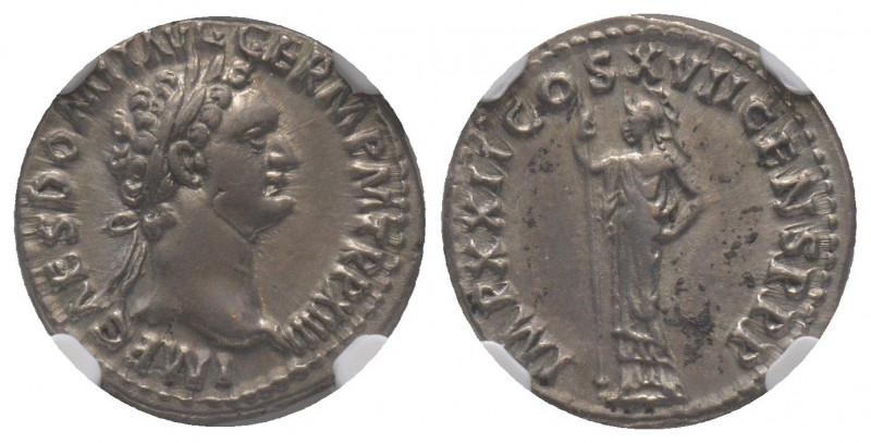 Domitian 81-96
Denarius, Rome, 95-96 AD, AG 
Ref : RIC 790
NGC Choice XF