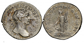 Traianus 98-117
Denarius, Rome, AG 3.18 g.
Revers: Arabia, dromadaire à ses pieds
Ref : RIC 244
NGC AU 4/5, 4/5 flan flaws