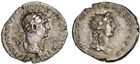 Traianus 98-117
Denarius, Rome, AG 3.18 g.
Ref : RIC 329
NGC Choice XF 5/5, 5/5