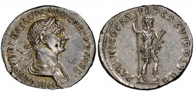 Traianus 98-117
Denarius, Rome, AG 3.19 g.
Ref : RIC 334
NGC Choice AU 5/5, 4/5