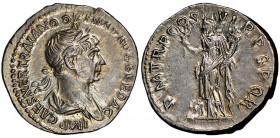 Traianus 98-117
Denarius, Rome, AG 3.42 g.
Ref : RIC 434
NGC Choice AU 5/5, 4/5