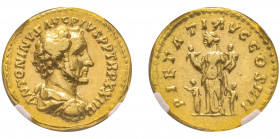 Antoninus Pius 138-161 
Aureus, Rome, 160-161, AU 7.37 g.
Avers : ANTONINVS AVG PIVS P P TR P XXII Buste drapé et cuirassé à droite, tête nue
Revers :...