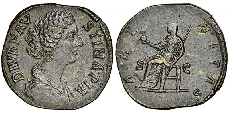 Antoninus Pius pour Faustina Augusta 138-141
Sestertius, AE 26.23 g.
Ref : RIC 1...