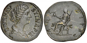 Antoninus Pius pour Faustina Augusta 138-141
Sestertius, AE 26.23 g.
Ref : RIC 1696
Ex Vente Goldberg 2013, lot 4474 The Hunter Collection
NGC AU 4/5,...
