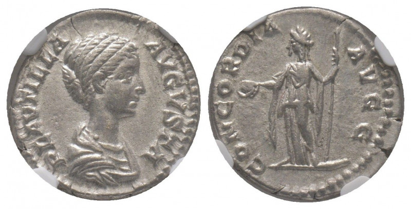 Plautilla AD 202-205
Denarius, AG, Rome 
Avers: PLAVTILLA AVGVSTA
Revers: CONCOR...