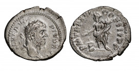 Septimius Severus 193-211
Denarius, AG 3.50 g.
Avers : SEVERVS - PIVS AVG
Revers : P M TR P XVI - COS III P P
Ref : RIC 220
NGC Choice VF 4/5, 3/5