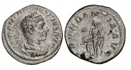 Elagabalus 218-222
Denarius, 220-222 Rome, AG 2.95 g. 
Avers: IMP ANTONINVS PIVS AVG
Revers: ABVNDANTIA AVG
Ref : RIC 56
NGC AU 4/5, 3/5