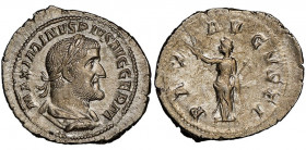 Maximinus I 
Denarius, 236-238, Rome, AG 3.74 g. 
Ref : RIC 19
NGC MS 4/5, 4/5