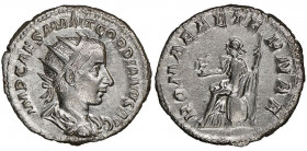 Gordian III 238-244
Antoninianus, 2nd officina, 3rd-4th emissions, AD 239, Rome, AG 4.29 g.
Ref : RIC 38
NGC Choice AU 4/5, 4/5