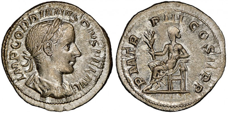 Gordian III 
Denarius, Rome, AG 2.97 g.
Avers : IMP GORDIANVS PIVS FEL AVG
Rever...