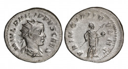 Philip II, as Caesar 
Antoninianus, 244-246, Rome, AG 4.97 g.
Avers : M IVL PHILIPPVS CAES
Revers : PRINCIPI IVVENT
Ref : RIC 216c
NGC AU 4/5, 3/5