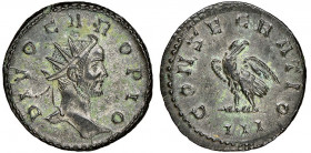 Divus Carus 282-283 
Antoninianus, Struck under Aurelian, Lugdunum, Bi 4.13 g.
Avers : DIVO CARO PIO Radiate head right
Revers : CONSECRATIO / III Eag...