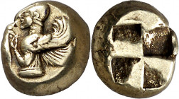 (500-450 a.C.). Misia. Kyzikos. Hekté. (S. falta) (SNG. Francia 206). 2,71 g. MBC+.