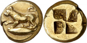 (500-450 a.C.). Misia. Kyzikos. Hekté. (S. 3824 var) (SNG. Francia 219). 2,70 g. MBC+.