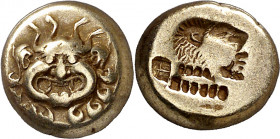 (521-478 a.C.). Lesbos. Mytilene. Hekté. (S. falta) (CNG. VI, 944). Ex Numismatik Lanz 02/11/2009, nº 103. 2,48 g. MBC.