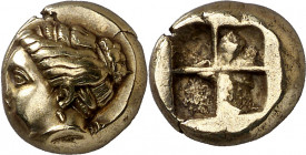 (400-330 a.C.). Jonia. Focea. Hekté. (S. falta) (BMC. XIV, 50). 2,52 g. MBC+.