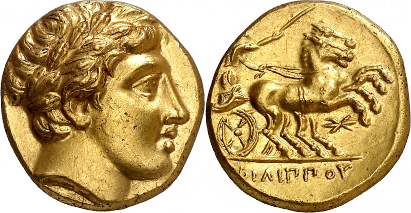 Imperio Macedonio. Filipo II (359-336 a.C.). Pella. Estátera de oro. (S. 6663 va...