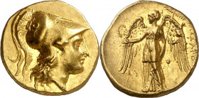 Imperio Macedonio. Alejandro III, Magno (336-323 a.C.). Menfis. Estátera de oro. (S. 6704 var) (MJP. 3966 var). Atractiva. 8,49 g. EBC-.