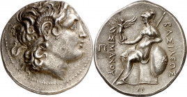 Reino de Tracia. Lisímaco (323-281 a.C.). Sardis. Tetradracma. (S. 6814 var) (CNG. III, 1750d). 17 g. EBC-/EBC.
