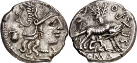 (hacia 137 a.C.). Gens Pompeia. Denario. (Bab. 1) (S. 1a) (Craw. 235/1c). 3,75 g. EBC-.