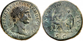 (103 d.C.). Trajano. Sestercio. (Spink falta) (Co. 599 var) (RIC. 451 var). 27,63 g. EBC-/MBC+.