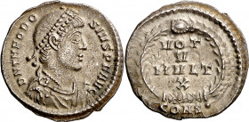 (379-380 d.C.). Teodosio I. Constantinopla. Siliqua. (Spink 20463) (S. 64c) (RIC. 51b). 1,87 g. MBC+.
