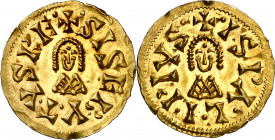 Sisebuto (612-621). Ispali (Sevilla). Triente. (CNV. 219.33) (R.Pliego 276d). Bella. 1,51 g. EBC.