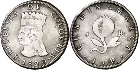 Colombia. Cundinamarca. 1820. JF. 8 reales. (Kr. C6). Rara. AG. 23,90 g. MBC.