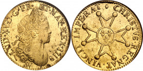 Francia. 1718. Luis XV. W (Lille). 1 luis de oro. (Fr. 453) (Kr. 438.18). En cápsula de la NGC como MS62, 1754221-001. Bella. Brillo original. Rara y ...