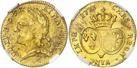 Francia. 1773. Luis XV. W (Lille). 2 luises de oro. (Fr. 466) (Kr. 557.8). En cápsula de la NGC como MS62, nº 3626069-006. Bella. Rara y más así. AU. ...