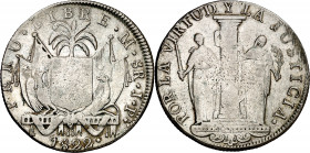 Perú. 1822. Lima. JP. 8 reales. (Kr. 136). Plata agria. Rara. AG. 26,65 g. MBC.
