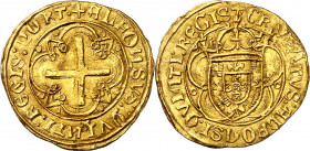Portugal. Alfonso V (1438-1481). Lisboa. 1 cruzado. (Fr. 9) (Gomes 31.06). Bella. Brillo original. Rara y más así. AU. 3,53 g. EBC.