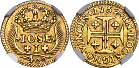 Portugal. 1752. José I. Lisboa. 400 reis (cruzado). (Fr. 106) (Gomes 36.01). En cápsula de la NGC como MS65, nº 2819810-004. Bella. Escasa así. AU. S/...