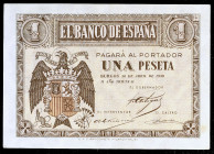 1938. Burgos. 1 peseta. (Ed. D29) (Ed. 428). 30 de abril, serie A. Variante de color. EBC-.