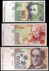 1992. 1000, 2000 y 5000 pesetas. 3 billetes, sin serie y todos con la misma numeración muy baja: 000776. Conjunto raro. S/C.
