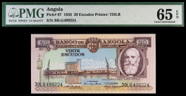 Angola. 1956. Banco de Angola. 20 escudos. (Pick 87). 15 de agosto, Silva Porto. Certificado por la PMG como Gem Uncirculated 65 EPQ. Escaso así. S/C....