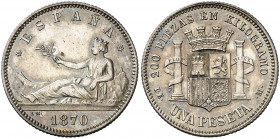1870*1873. Gobierno Provisional. DEM. 1 peseta. (AC. 19). Bella. 4,96 g. EBC.