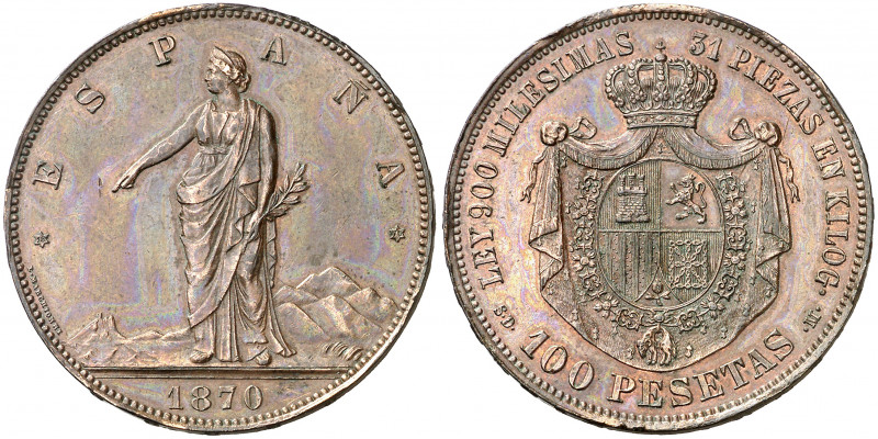 1870*1870. Gobierno Provisional. SDM. 100 pesetas. (AC. 42, mismo ejemplar). Pru...