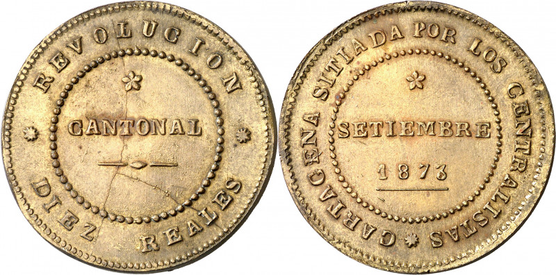 1873. Revolución Cantonal. Cartagena. 10 reales. (AC. 3, mismo ejemplar). Prueba...