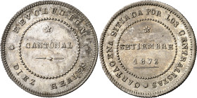 1873. Revolución Cantonal. Cartagena. 10 reales. (AC. 4). Uno de los primeros ejemplares acuñados, antes de la rotura de cuños. Bella. Rara. 14,19 g. ...