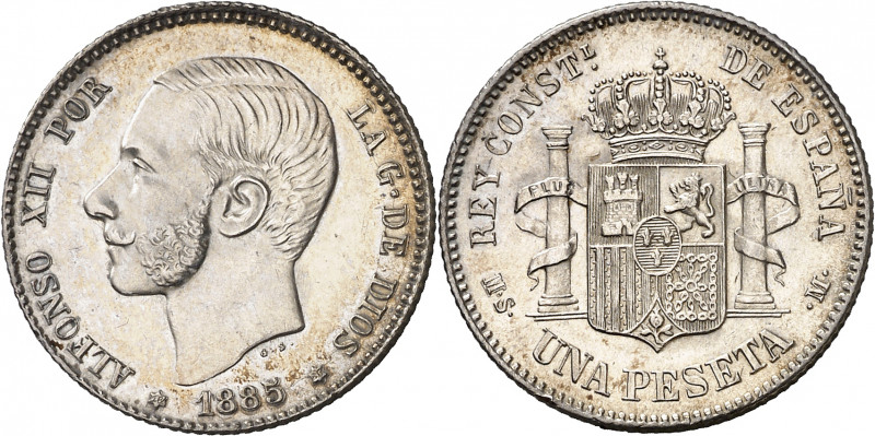 1885*1885. Alfonso XII. MSM. 1 peseta. (AC. 24). Mínimas rayitas. Golpecito en c...