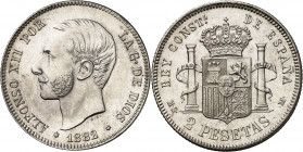 1882*1882. Alfonso XII. MSM. 2 pesetas. (AC. 32). 9,99 g. EBC+.