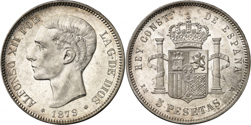 1879*1879. Alfonso XII. EMM. 5 pesetas. (AC. 42). Mínimas rayitas. Bella. Brillo...