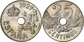 1927. Alfonso XIII. PCS. 25 céntimos. (AC. 26). Leves golpecitos. 7,08 g. EBC+.