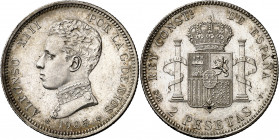 1905*1905. Alfonso XIII. SMV. 2 pesetas. (AC. 88). 10 g. EBC/EBC+.